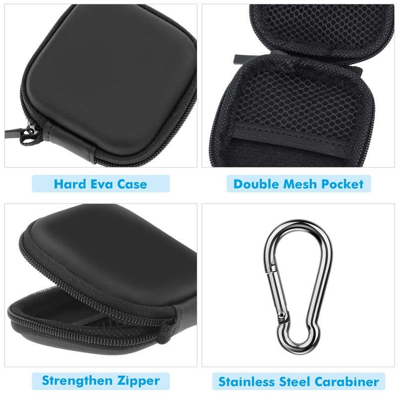 cridoz Earbud Case, Cridoz Earphone Case Headphone EVA Earbud Holder with Stainless Steel Carabiner Cell Phone Accessories Organizer Mini Earbud Pouch for Wireless Earbuds, Bluetooth Headset, SD Memory Card - Image 3